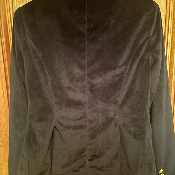 Black velvet ICÔNE blazer, gold colour buttons. - Picture 5 of 5